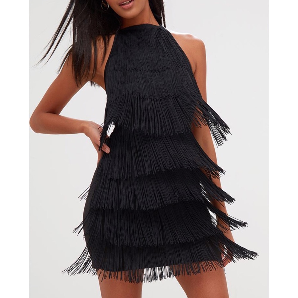 Black Tassel Detail Bodycon Dress